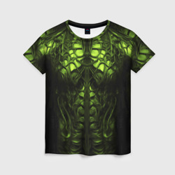 Женская футболка 3D Зелёный экзоскелет