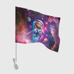 Флаг для автомобиля Космонавт капибара в неоновом космосе