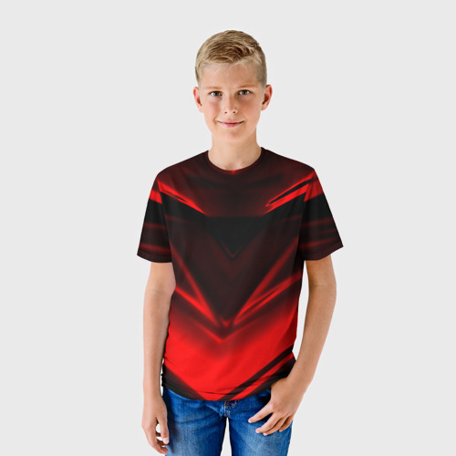 Детская футболка 3D с принтом Geometry stripes line, фото на моделе #1