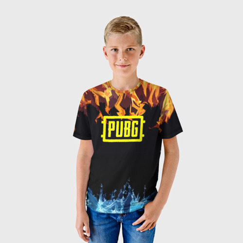 Детская футболка 3D PUBG online битва огня и льда, цвет 3D печать - фото 3
