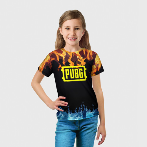 Детская футболка 3D PUBG online битва огня и льда, цвет 3D печать - фото 5