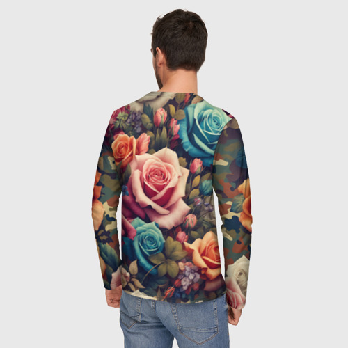 Мужской лонгслив 3D  Разноцветные розы и камуфляж, цвет 3D печать - фото 4