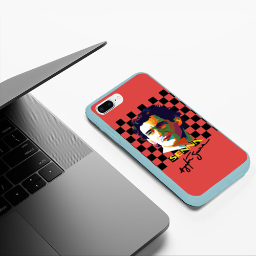Чехол для iPhone 7Plus/8 Plus матовый Айртон Сенна гонщик, цвет мятный - фото 5