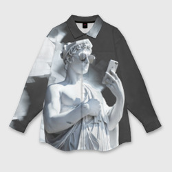 Женская рубашка oversize 3D Греческий бог со смартфоном