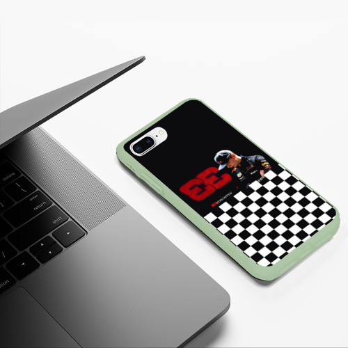 Чехол для iPhone 7Plus/8 Plus матовый Макс Ферстаппен гонщик, цвет салатовый - фото 5