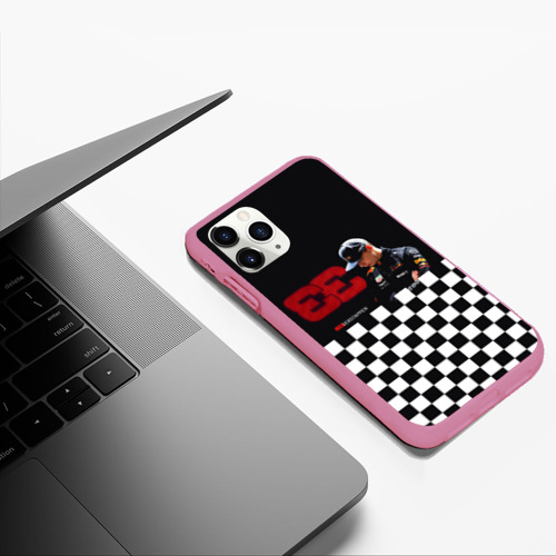 Чехол для iPhone 11 Pro Max матовый Макс Ферстаппен гонщик, цвет малиновый - фото 5