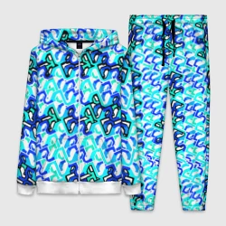 Женский костюм 3D Синий узор и бело-чёрная обводка