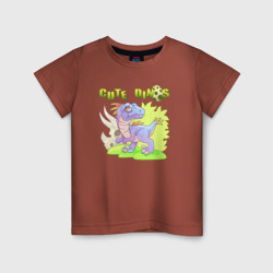 Забавный динозавр велоцираптор – Детская футболка хлопок с принтом купить со скидкой в -20%