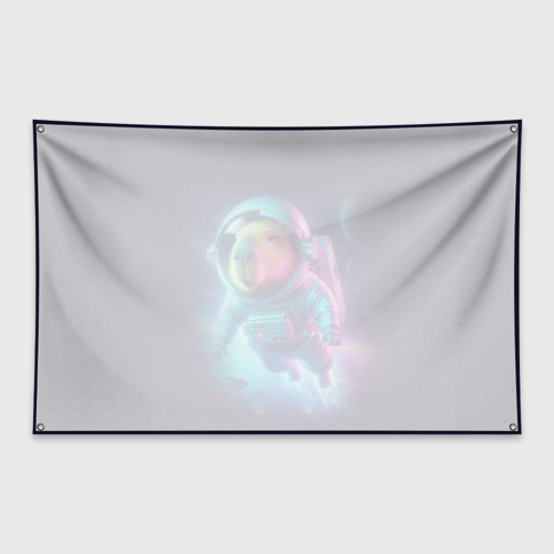 Флаг-баннер Полёт капибары в космосе - неон - фото 2