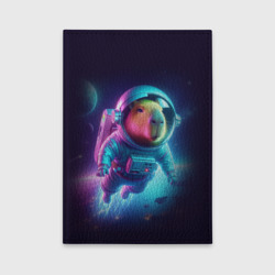 Обложка для автодокументов Полёт капибары в космосе - неон