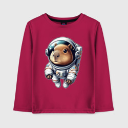 Прикольный капибарыш космонавт - нейросеть – Детский лонгслив хлопок с принтом купить со скидкой в -20%