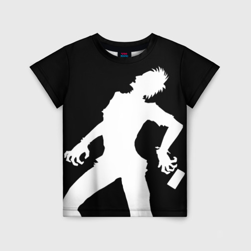 Детская футболка 3D с принтом Силуэт зомби с телефоном, вид спереди #2