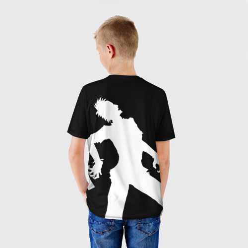 Детская футболка 3D с принтом Силуэт зомби с телефоном, вид сзади #2