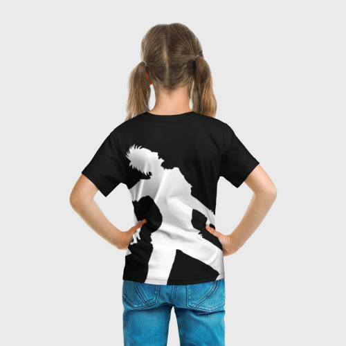 Детская футболка 3D с принтом Силуэт зомби с телефоном, вид сзади #2