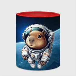 Кружка с полной запечаткой Кроха капибара в космическом скафандре - фото 2