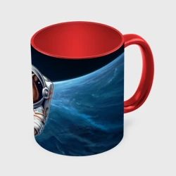 Кружка с полной запечаткой Кроха капибара в космическом скафандре