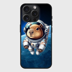 Чехол силиконовый для Apple iPhone 15 Pro матовый Кроха капибара в космическом скафандре