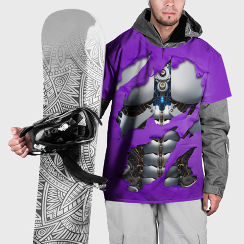 Накидка на куртку 3D Кибермеханизм мужской сиреневый, цвет 3D печать