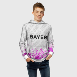 Толстовка с принтом Bayer 04 pro football посередине для мужчины, вид на модели спереди №4. Цвет основы: белый