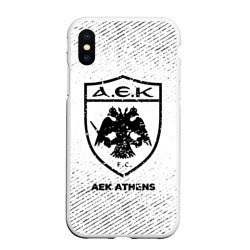 Чехол для iPhone XS Max матовый AEK Athens с потертостями на светлом фоне