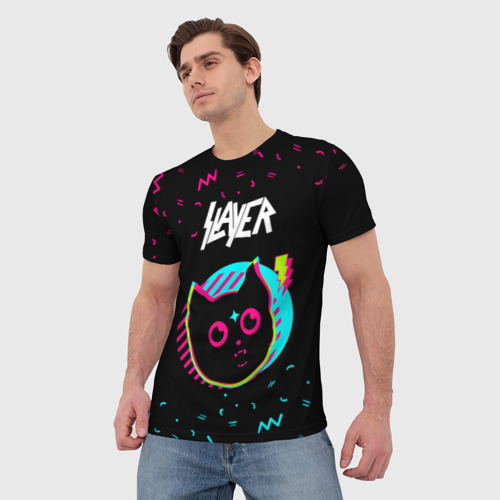 Мужская футболка 3D Slayer - rock star cat, цвет 3D печать - фото 3