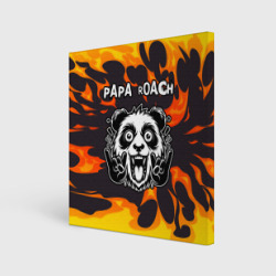 Холст квадратный Papa Roach рок панда и огонь