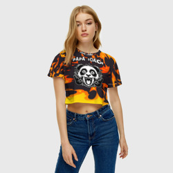 Женская футболка Crop-top 3D Papa Roach рок панда и огонь - фото 2