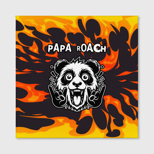 Холст квадратный Papa Roach рок панда и огонь, цвет 3D печать - фото 2