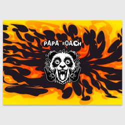 Поздравительная открытка Papa Roach рок панда и огонь