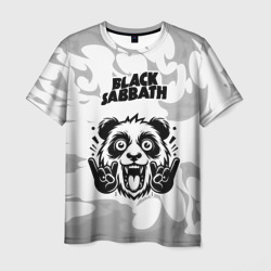Мужская футболка 3D Black Sabbath рок панда на светлом фоне