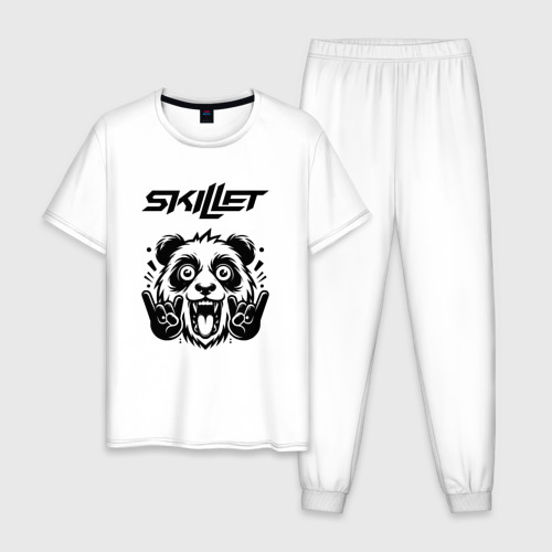 Мужская пижама хлопок Skillet - rock panda, цвет белый