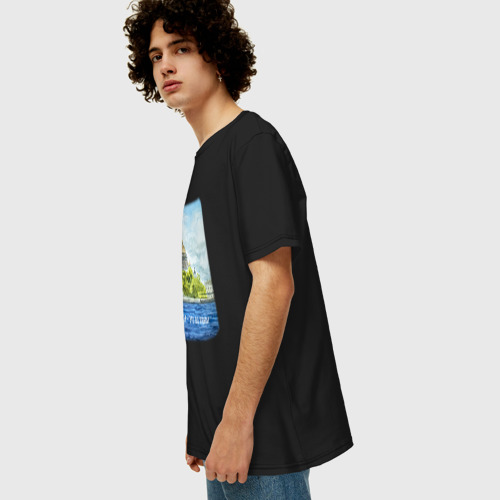 Мужская футболка хлопок Oversize с принтом Акварель Исаакиевский Собор с надписью Питер - это по любви, вид сбоку #3