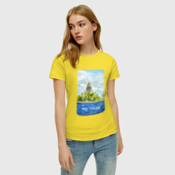 Женская футболка хлопок Акварель Исаакиевский Собор с надписью Питер - это по любви  - фото 2