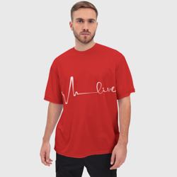 Мужская футболка oversize 3D Live - пульс сердцебиения - фото 2