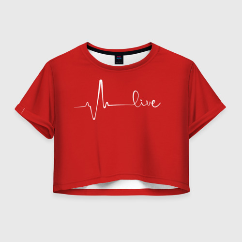 Женская футболка Crop-top 3D Live - пульс сердцебиения, цвет 3D печать