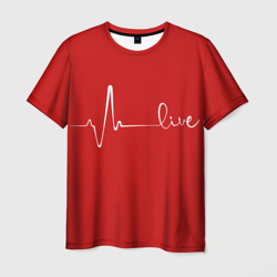 Мужская футболка 3D Live - пульс сердцебиения