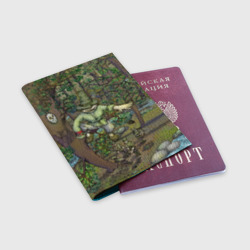 Обложка для паспорта матовая кожа Леший-озорник в лесу - фото 2