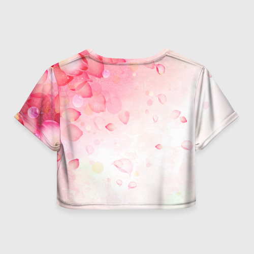 Женская футболка Crop-top 3D Вайолет Эвергарден на фоне лепестков, цвет 3D печать - фото 2