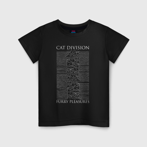 Детская футболка хлопок Cat division furry pleasures, цвет черный