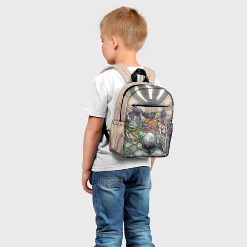 Детский рюкзак 3D с принтом Большая драка с ниндзя, фото на моделе #1