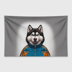 Флаг-баннер  Хаски в спортивном костюме