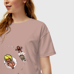 Женская футболка хлопок Oversize Кот ион выбивает мужика с орбиты женщины - фото 2