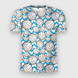 Мужская футболка 3D Slim Мячи волейбольные паттерн