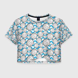 Женская футболка Crop-top 3D Мячи волейбольные паттерн