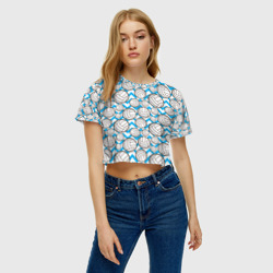 Женская футболка Crop-top 3D Мячи волейбольные паттерн - фото 2