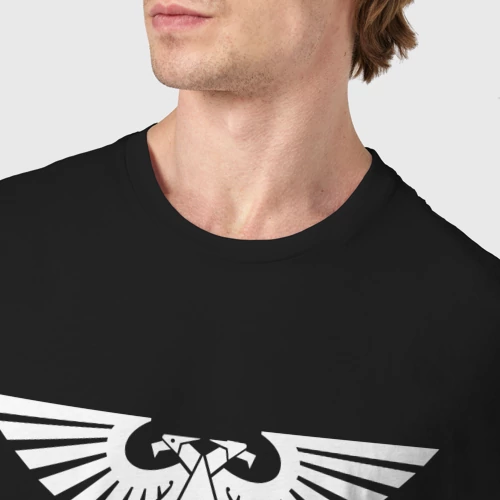 Мужская футболка хлопок с принтом Aquila white - warhammer 40000, фото #4