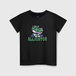 Аллигатор хмурый – Детская футболка хлопок с принтом купить со скидкой в -20%