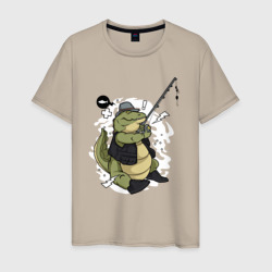 Крокодил на рыбалке – Мужская футболка хлопок с принтом купить со скидкой в -20%