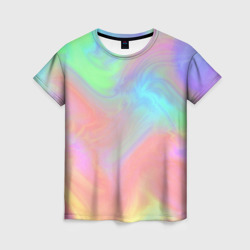 Женская футболка 3D Абстракция смесь красок светлый тай-дай