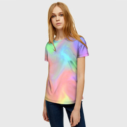 Женская футболка 3D Абстракция смесь красок светлый тай-дай - фото 2